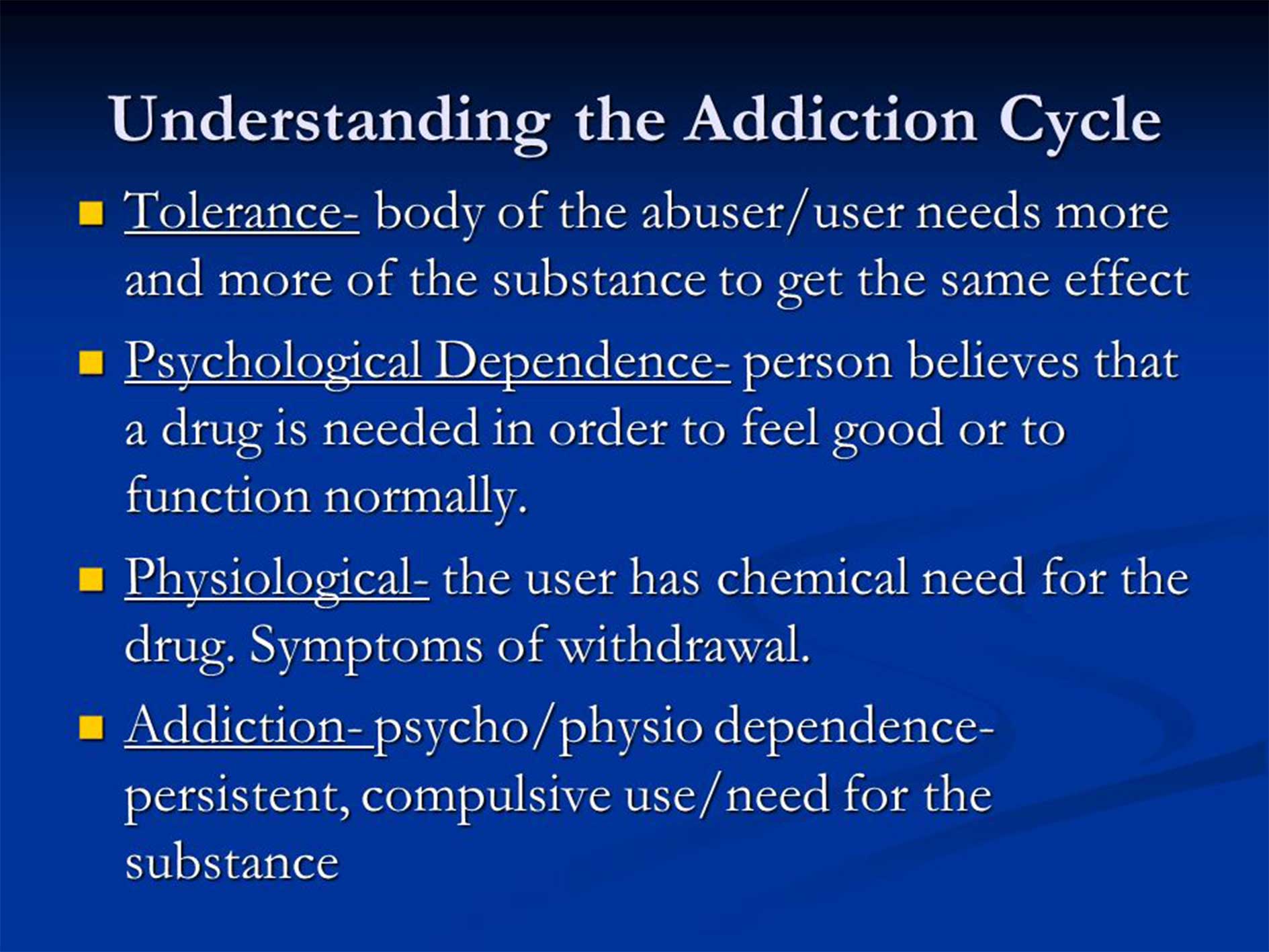 Understanding the Person Within the Addiction Cycle florida